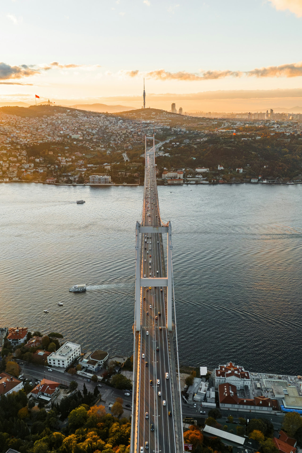 Bosporus-Brücke in Istanbul aus der Vogelperspektive